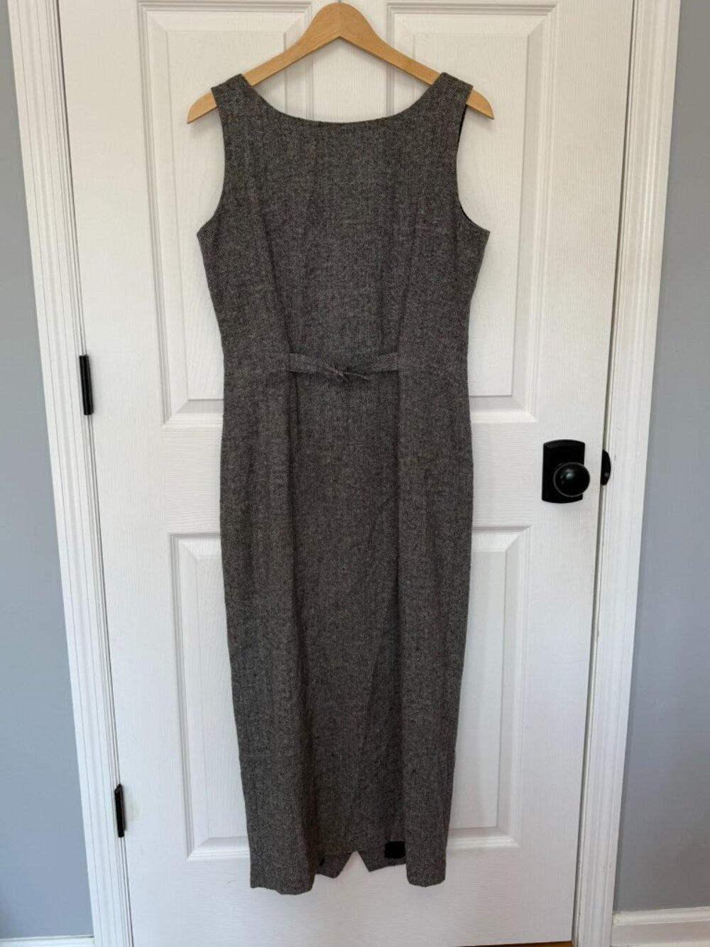Vintage 90s Esprit Wool Blend Tweed Button Front Jumper Maxi Dress Size L - Picture 3 of 9